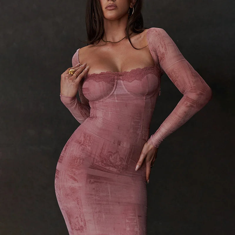 BRENDA ELEGANTE VESTIDO ROSA PARA MUJER